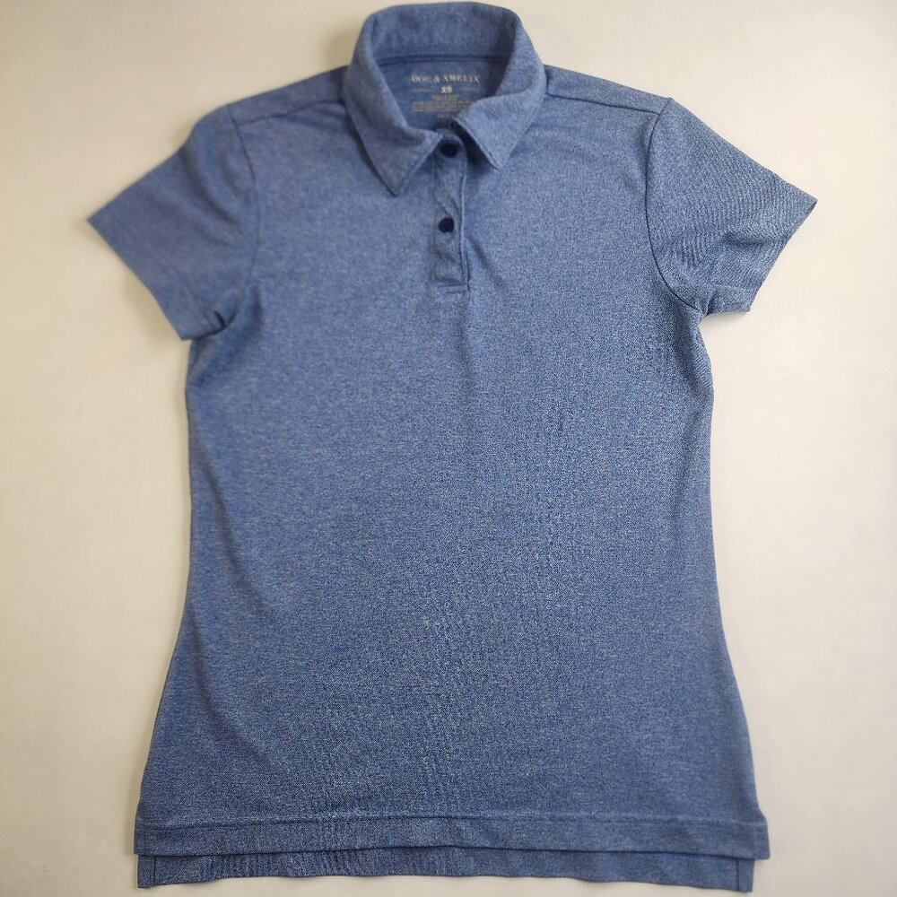 Doc & Amelia Polo Shirt Blue Womens Short Sleeve Size XS Lightweight Soft Work